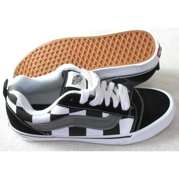 Vans Men's Knu Skool Mega Checkerboard Black White Skate Shoes sizes NIB - Picture 2 of 5